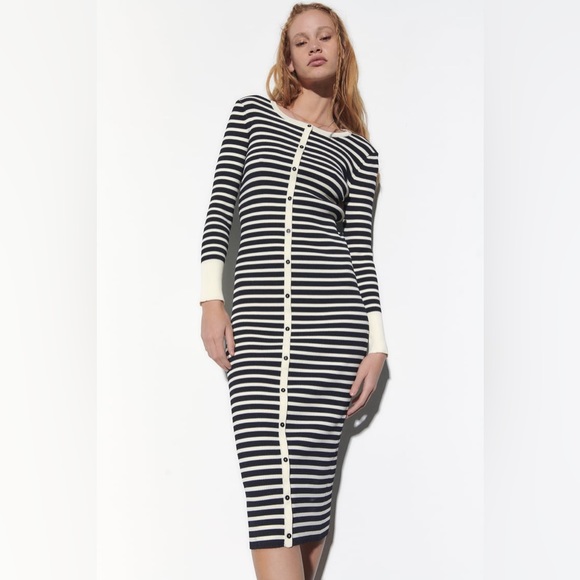 NWT Zara Striped Knit Dress - 2488/004 - Picture 2 of 6